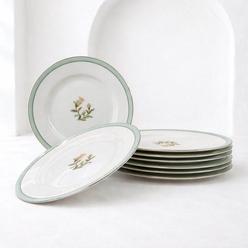 Jyoto Clare 8037 Salad Plates Set 8 Mint Green Japan MCM